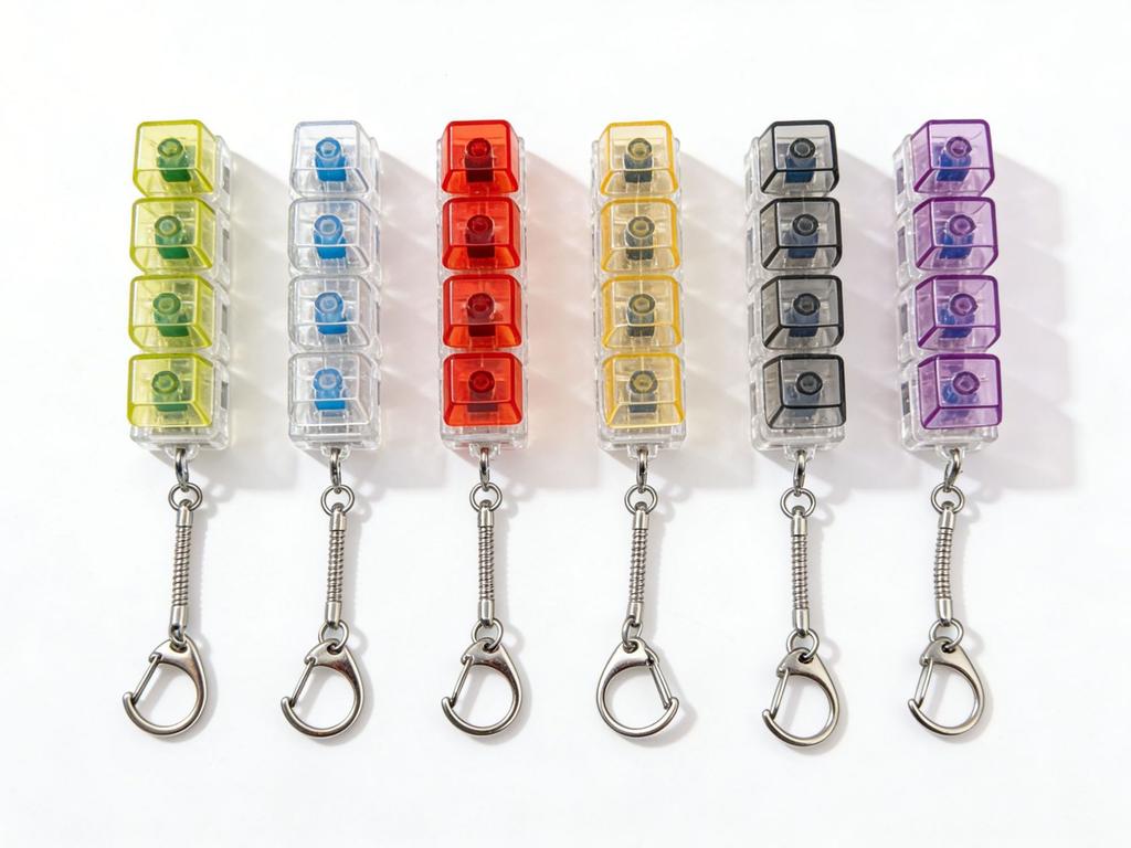 Transparent Button Decompression Toy Mechanical Keyboard 4 Keys Luminous Decompression Keycap Keyboard Keychain Decompression Button