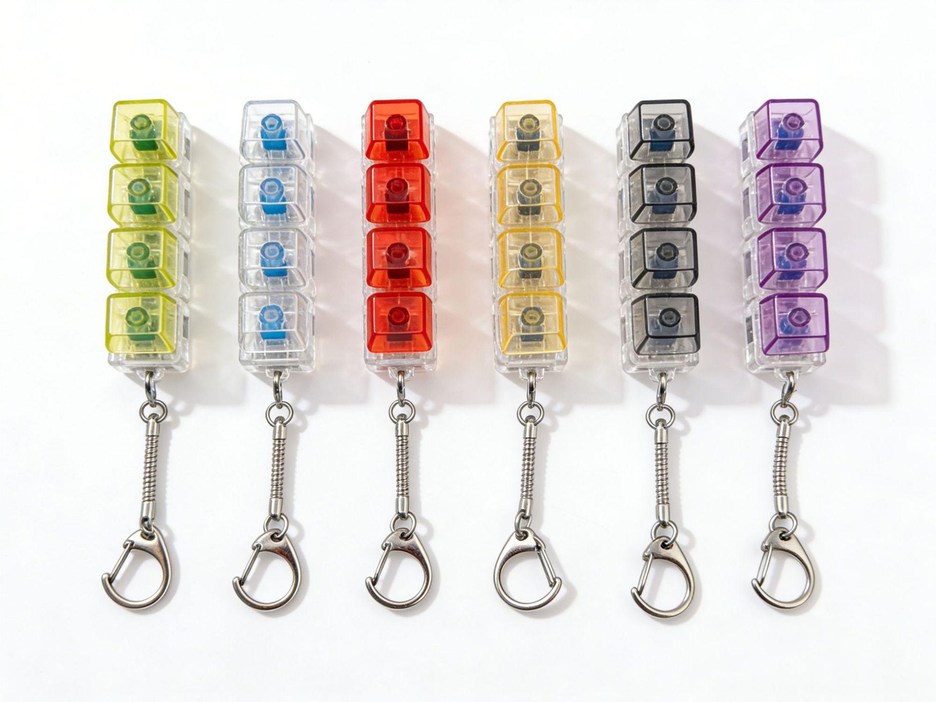 

Transparent Button Decompression Toy Mechanical Keyboard 4 Keys Luminous Decompression Keycap Keyboard Keychain Decompression Button Without light