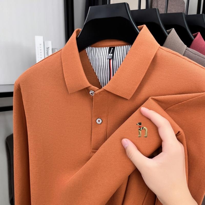 Marken-Polohemd aus 100% Baumwolle, langärmlig, leichter Luxus, neu, Cartoon-Hund-Stickerei, Herren-Poloshirt, hochwertige Modeoberbekleidung