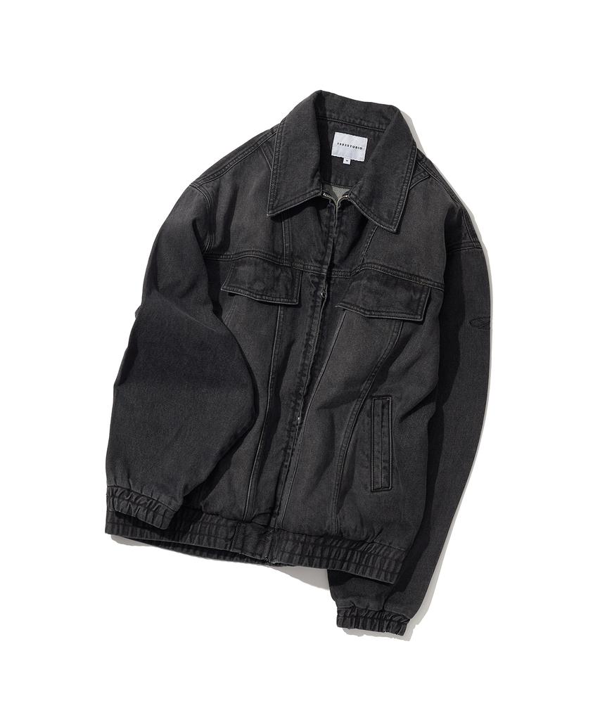 1993Studio Small Logo Vintage Washed Denim Jacket_Black