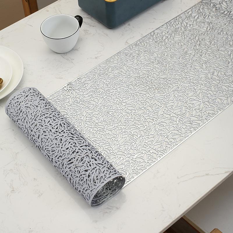 33x150cm PVC Hollow Textured Table Runner Wedding Party Decoration Tablecloth Modern Minimalist Anti Slip and Heat-insulating Western Style Placemat