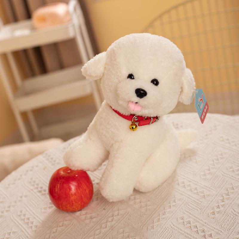Cute White Bichon Frise Stuffed Dog Plush Toys Kawaii Simulation Pet Fluffy Puppy Dolls Birthday Gift Room Decor