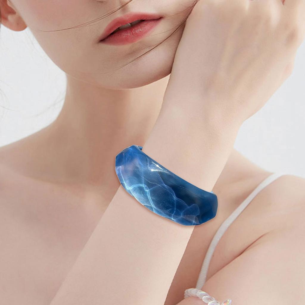 Wide Resin Bangles Geometric Round Bangles Wide Geometric Wristband Resin Texture Wrist Jewelry for Fashion Lover