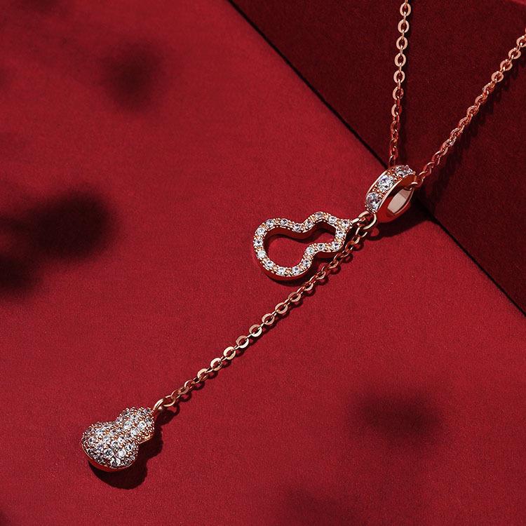 Fairy Gourd Women's Luxury Choker - Stylish Double Gourd Tassel Chain Necklace