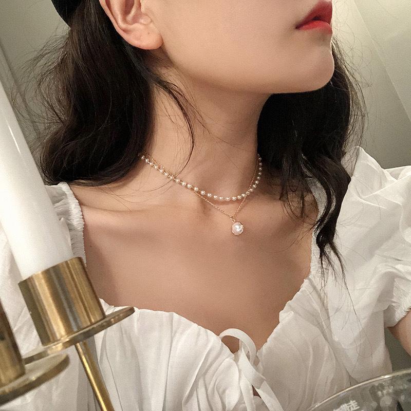 Retro Double-Layer Pearl Choker Necklace - Minimalist Luxury, Trendy Women's Clavicle Chain Jewelry