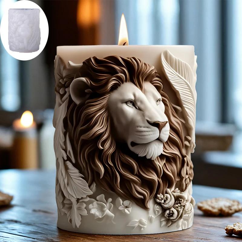 Top Quality 3D Lion Relief Candle Mold - Fine Lion Hair Replication High-Temperature Resistant Easy Unmold for DIY Aromatherapy
