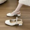 Sapatos Mary Jane de Bico Quadrado e Salto Grosso para Mulher - Sandálias de Verão Confortáveis de Bico Aberto Moda Sapatos Femininos Cano Baixo Novos Designs