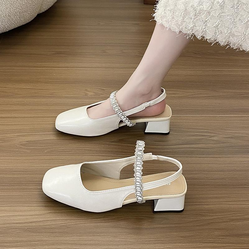 

Женские туфли Мэри Джейн с квадратным носком и толстым каблуком - удобные летние сандалии с открытым носком, модные низкие женские туфли, новые дизайны 35