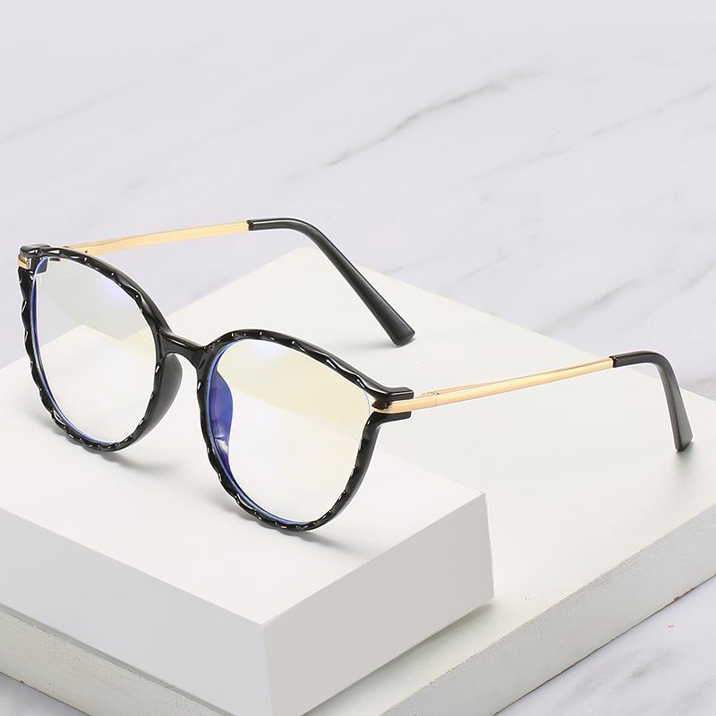 Tr90 Anti-Blue Glasses Retro Round Frame Trendy Metal Legs Men And Women Can Match Myopia Glasses