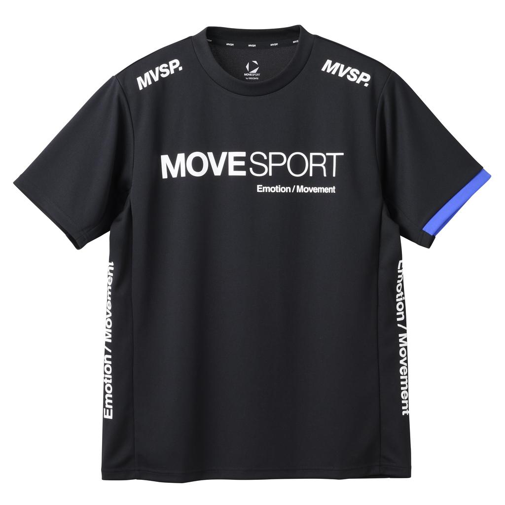 Move Sports Descente Short Sleeve Crew Neck Stretch Training BK00 Men's T-Shirt (EC Exclusive), Moisture-Wicking, Quick-Drying, Shirt, (ST5SHTZ1MB)