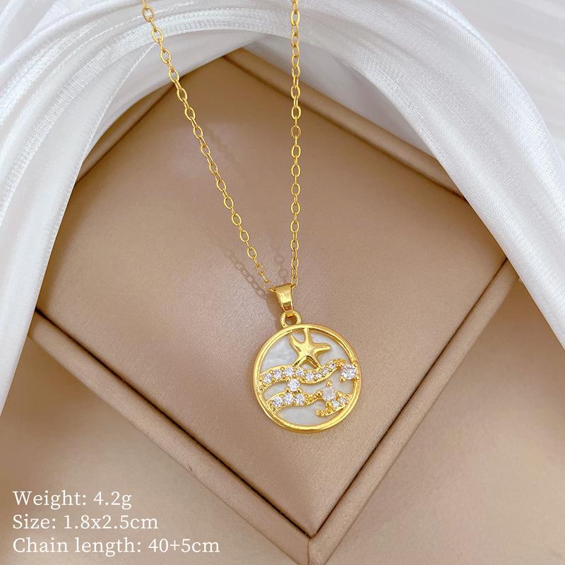 Copper Micro-Inlaid Necklace Women'S Copper Micro-Inlaid Real Gold Electroplating Simple And Exquisite Collarbone Chain Neck Chain