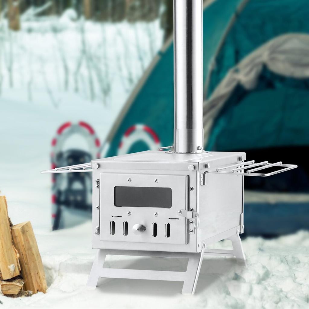 Wood Stove, 80 inch, Stainless Steel Camping Tent Stove, Portable Wood Burning Stove with Chimney Pipes & Gloves, 700in³Firebox Hot Tent Stove for