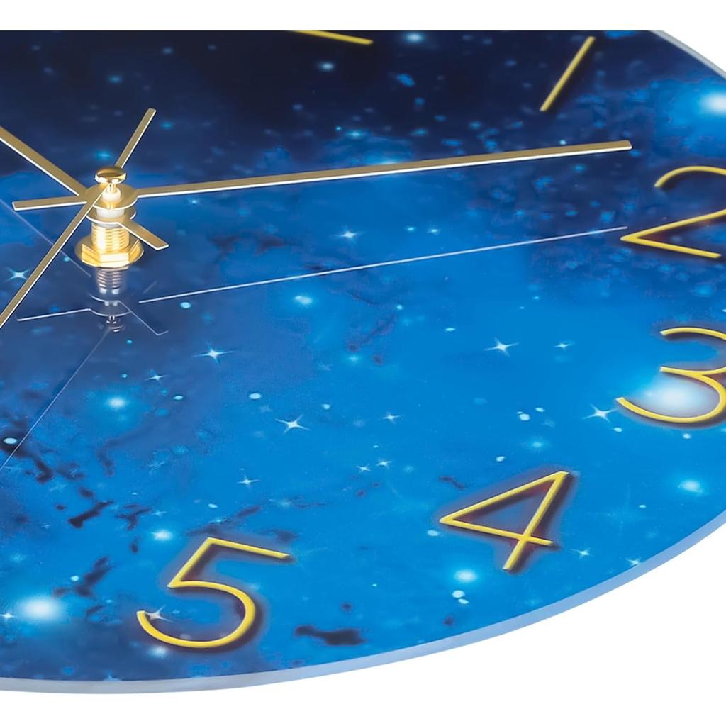 12'' Silent Non-Ticking Wall Clock with Cosmic Galaxy, Battery Operated Analog Clock for Bedroom/Living Room/Kitchen/Office