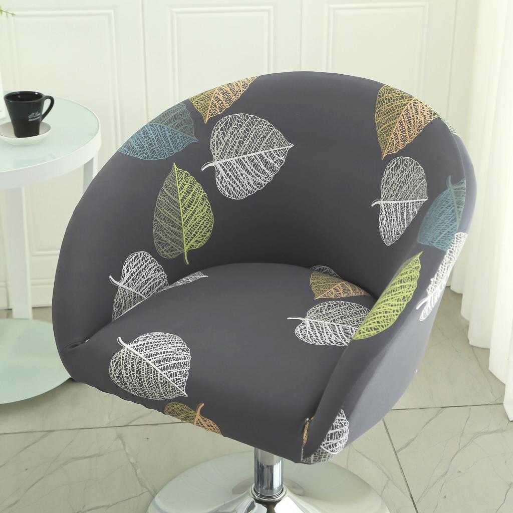 Dustproof Curved Chair Cover Short Back Printed Arc Armchair Slipcovers Dining Chairs Covers Elastic Natal Pokrowiec Na Krzeslo