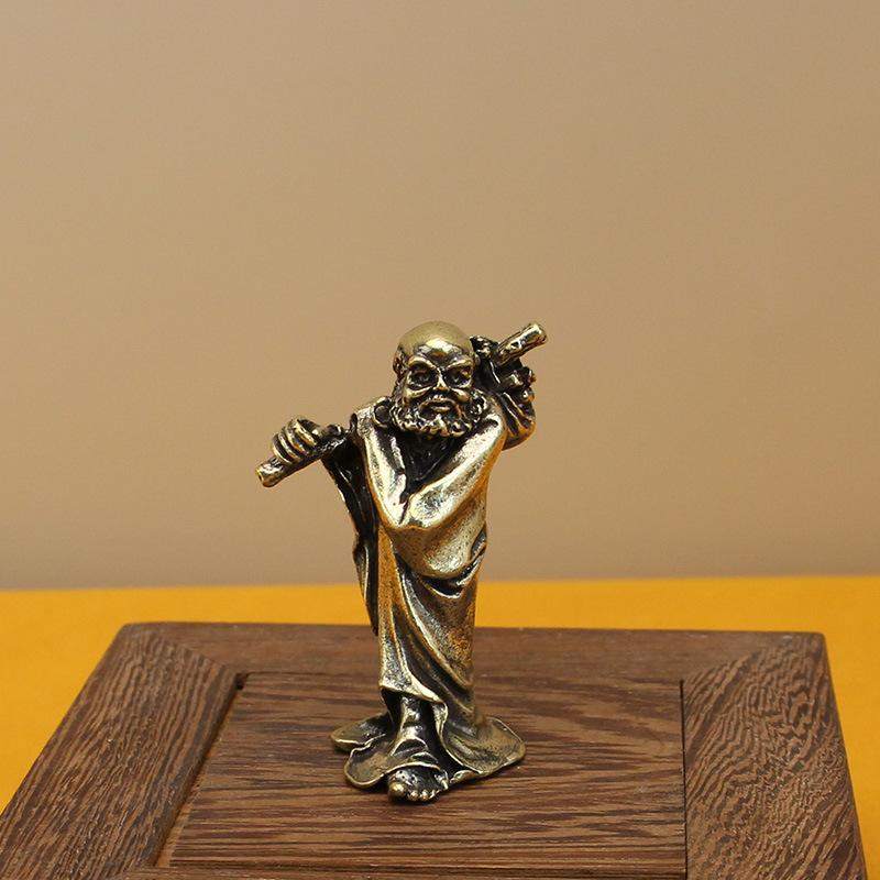 

Коллекция из восемнадцати латунных фигурок архатов, антикварные ретро настольные медные украшения с драконом и тигром, цельные миниатюрные медные фигурки людей