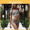Exquisite Mangopies Women Blue Stripe Bikini Set Radiating Timeless Summer Elegance
