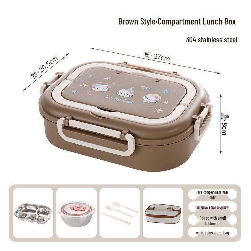 304 Stainless Steel Insulated Bento Box - Microwave Safe for Work, School & Kids
