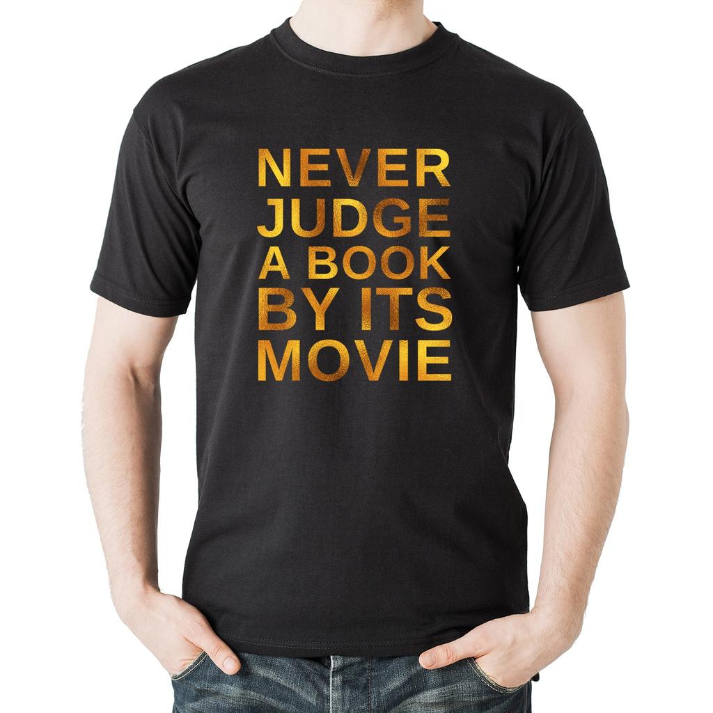 Stylové tričko se zlatým potiskem na míru Nikdy neposuzujte knihu podle filmu