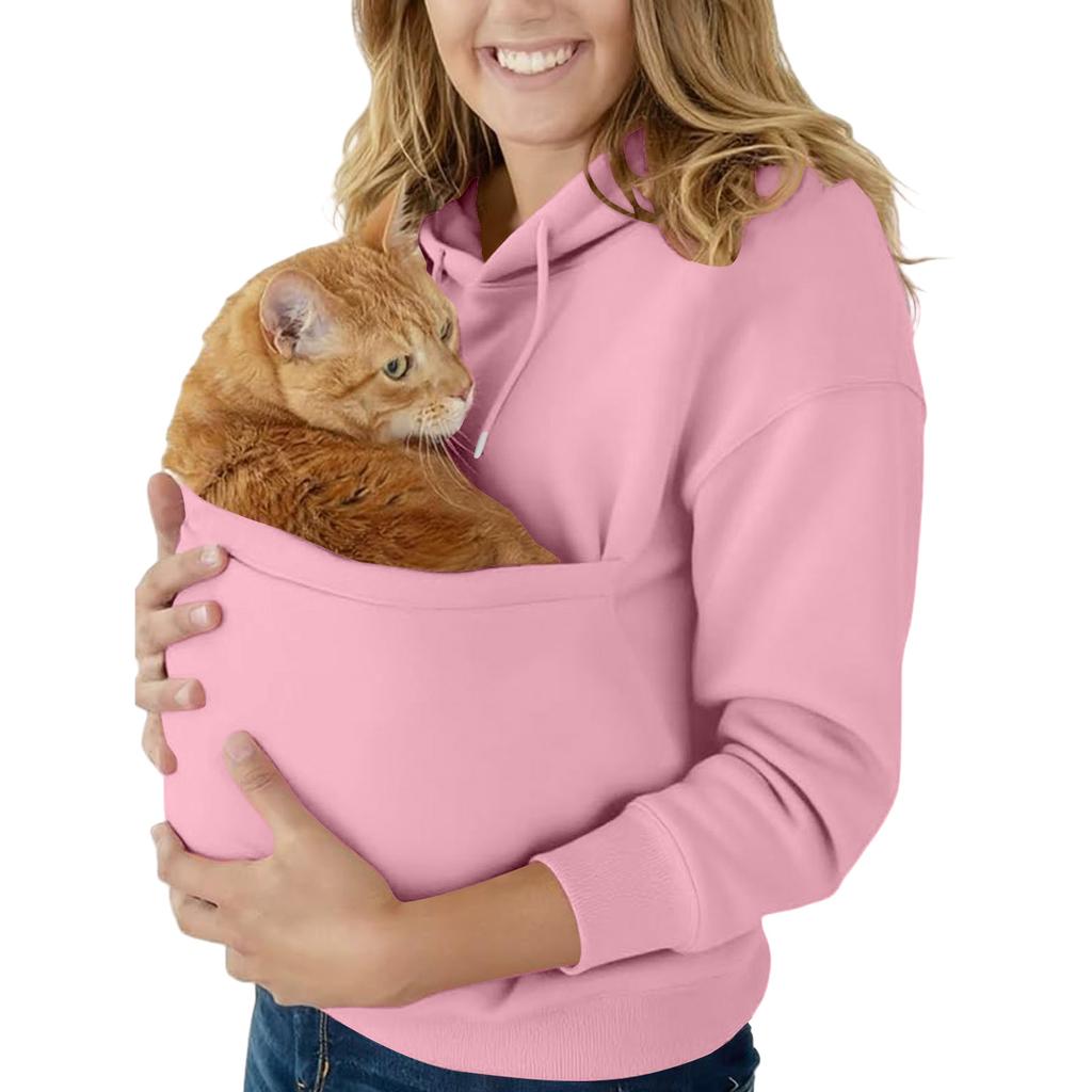 Women's  Fashion Zipper Hoodie Long Sleeve Hooded Pullover Sweatshirt Casual Solid Color Tops With Pockets
