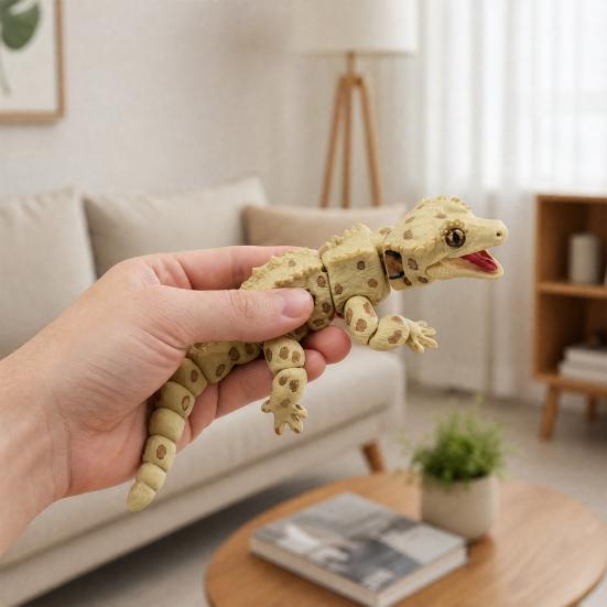 3D Printed Lizard Ornament, Articulated Lizard Fidget, Magnetic Lizard Figurine with Movable Joints, Animal Action Figure Magnet for Desktop