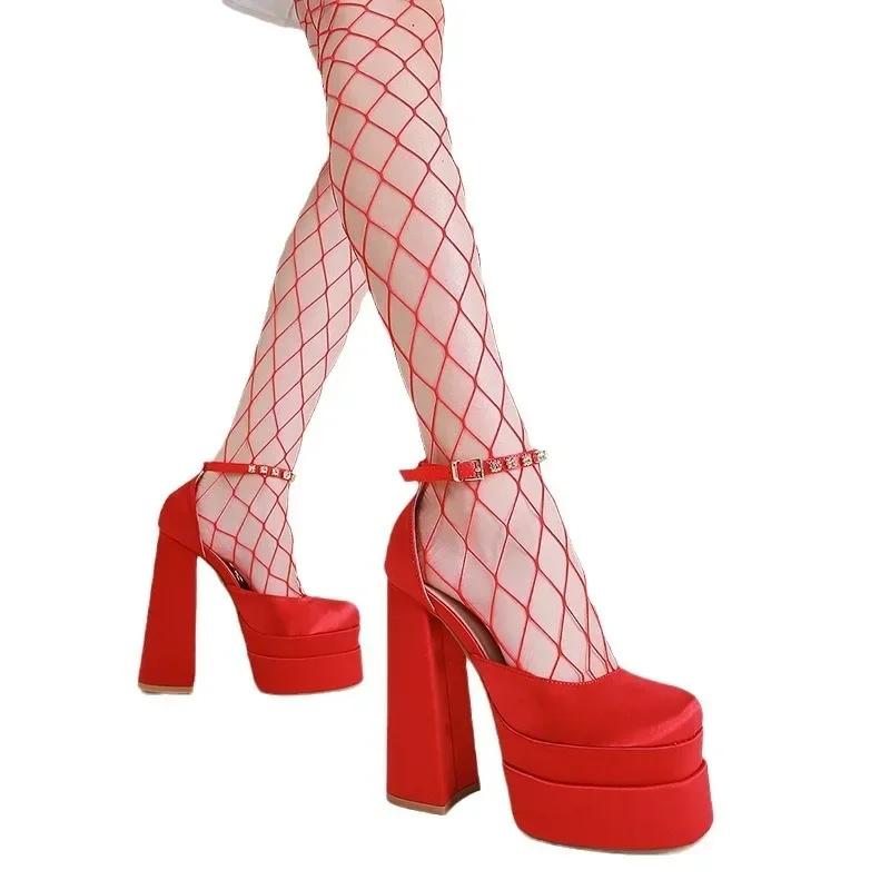 2025 Night Club CRYSTAL Women Pumps Shoes Fashion Platform Thick High Heel Ladies Sexy Stripper Party Sandals Footwear