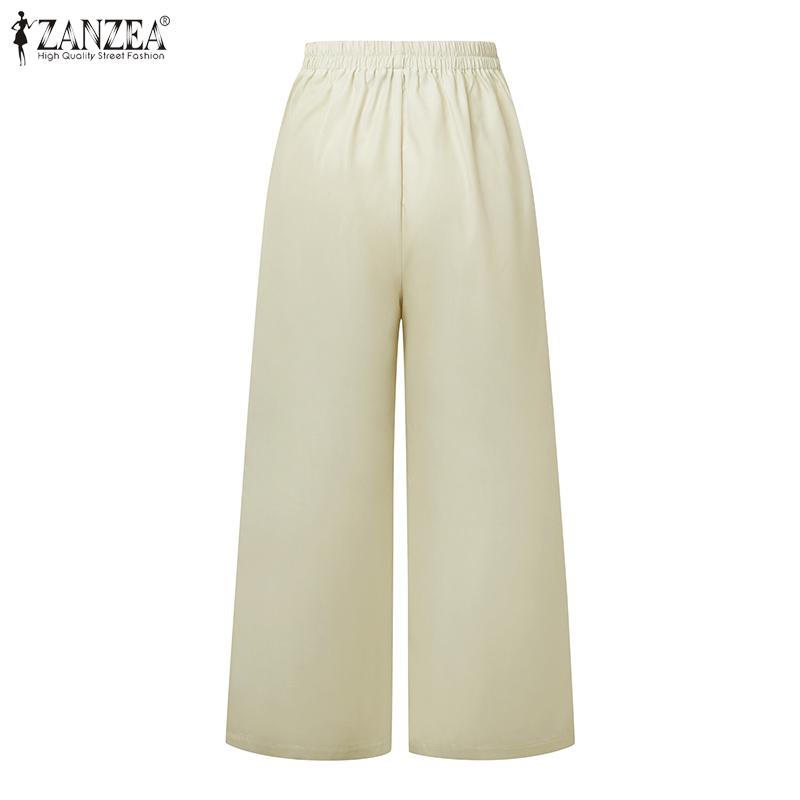 ZANZEA Womens Loose Casual Print Straight Pants