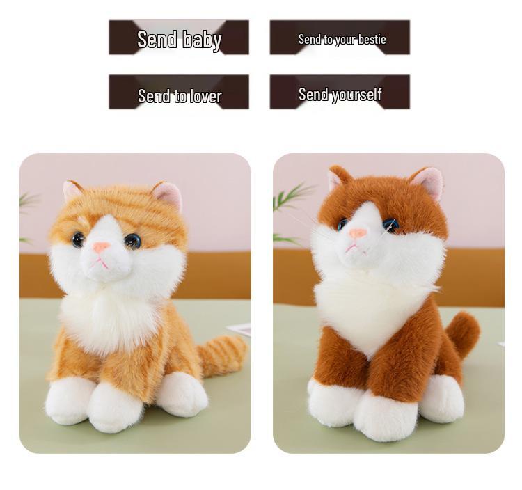 Ragdoll Tabby Cat Plush Toy - Sitting Kitten Comfort Doll