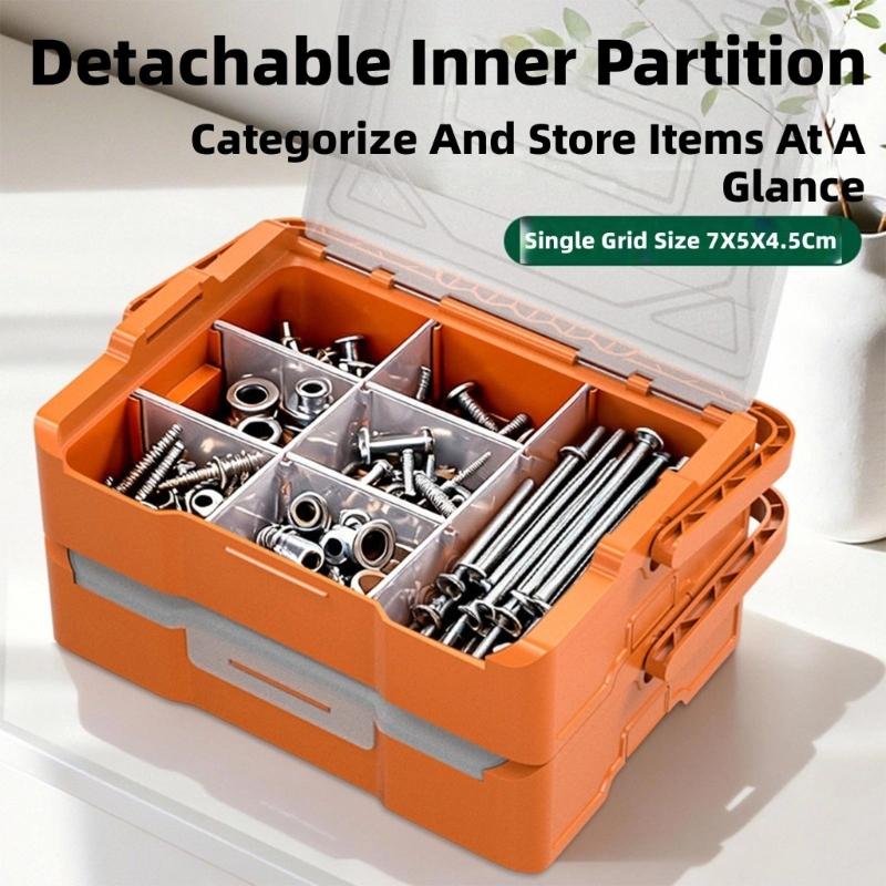 Space Efficient Stackable Storage Container Up To 3 Layers Organize Tool Hardware And Small Items Clear Lid Design