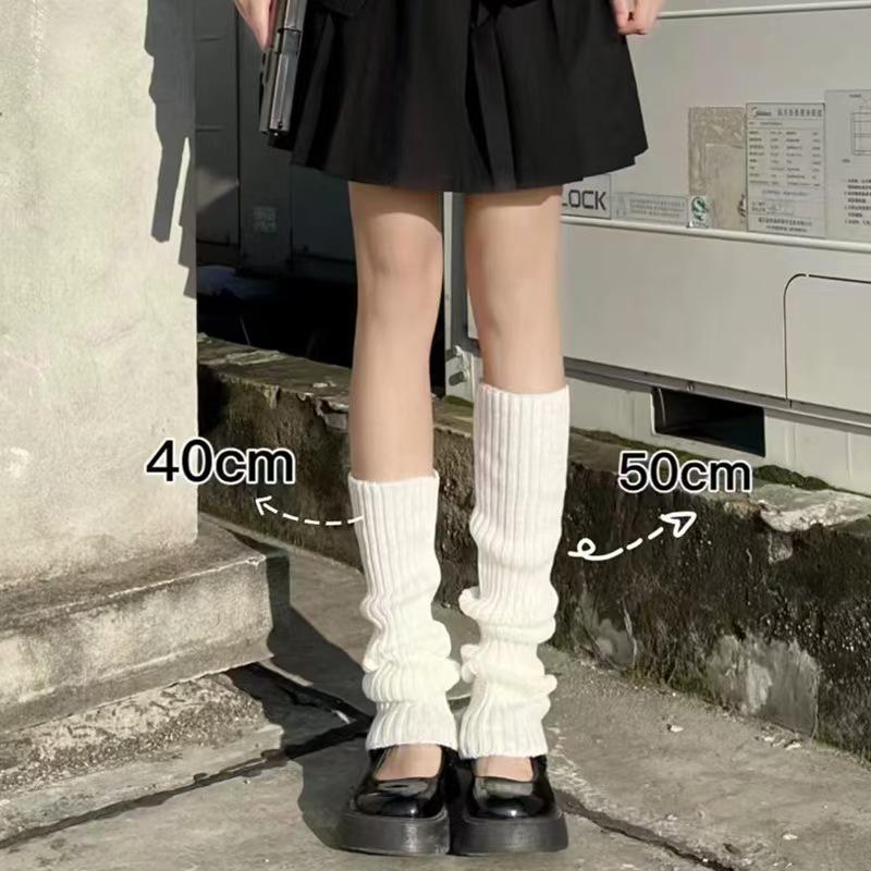 

Женские тонкие и универсальные вязаные носки длиной до икры для тепла осенью и зимой 40cm белый