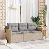 Vidaxl 3-Cz. Garden Furniture Set With Cushions, Beige, Poly Rattan