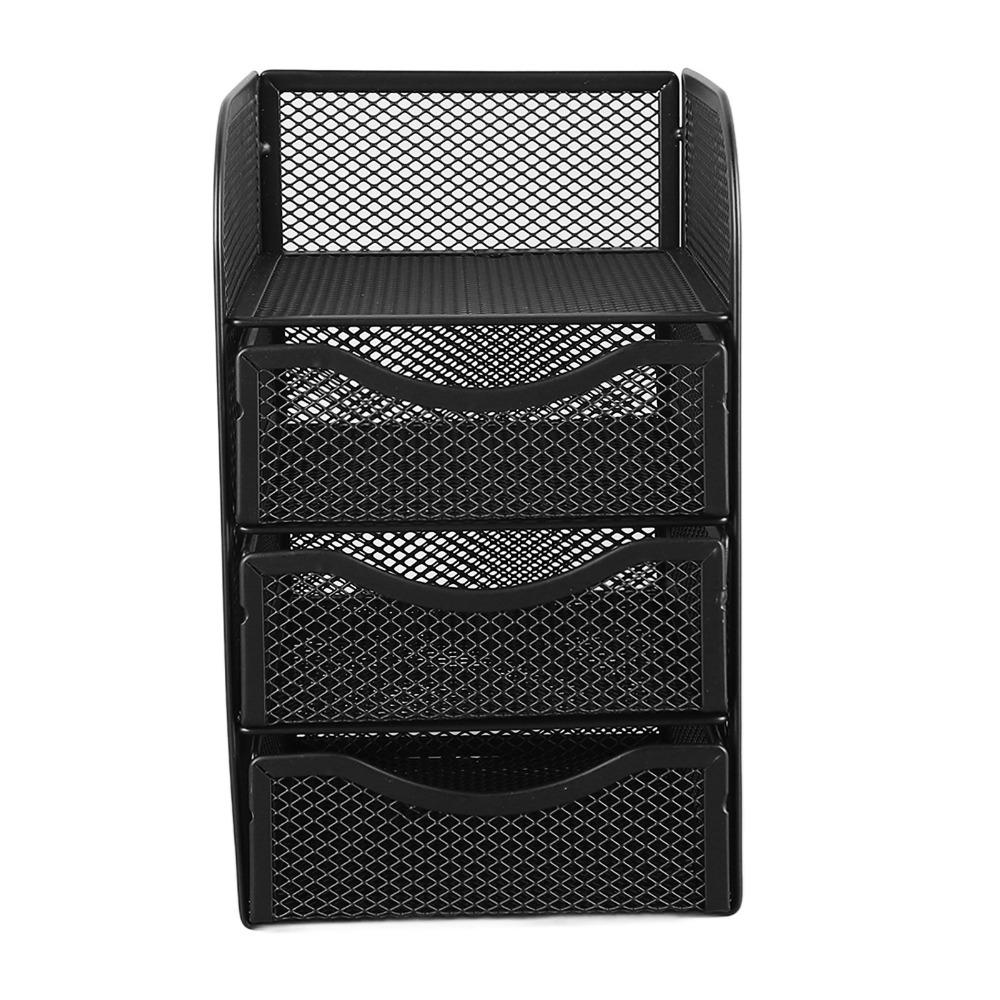 Metal Desktop Organizer Black Stationery Organizer Pen Container Office Desk Organizer  For Home