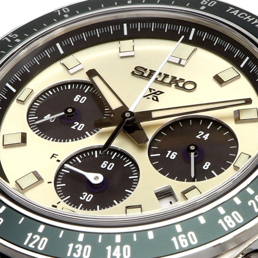 Seiko Men S Solar Chronograph Black Leather Watch SSc943