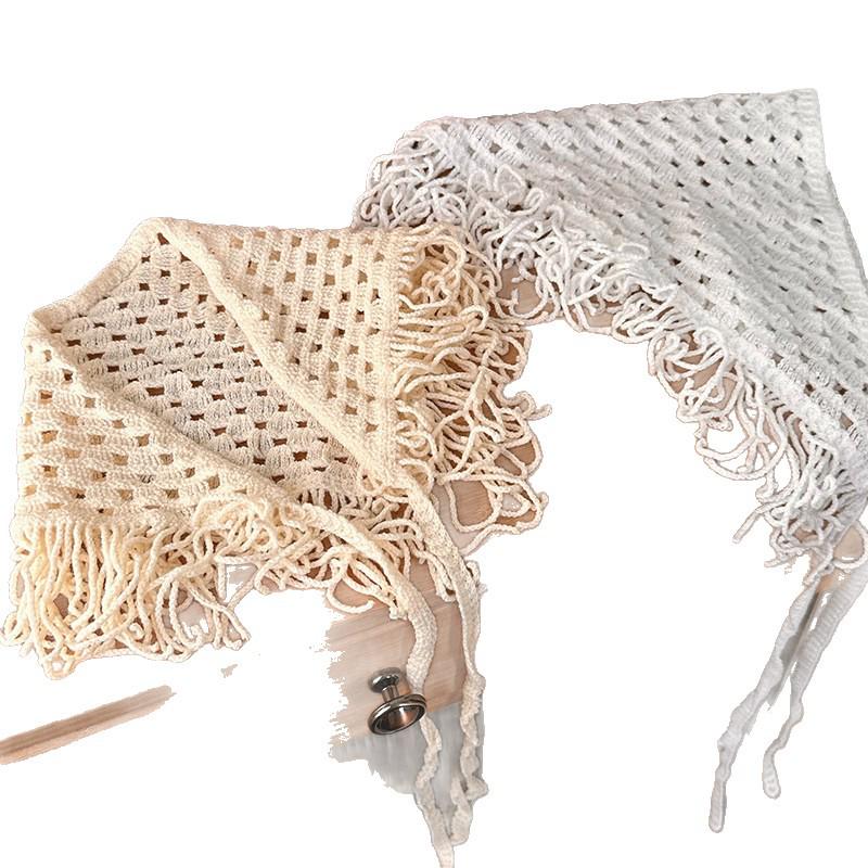 Bohemian Crochet Knit Headband with Tassel - Versatile Retro Ethnic Style Hair Accessory Scarf