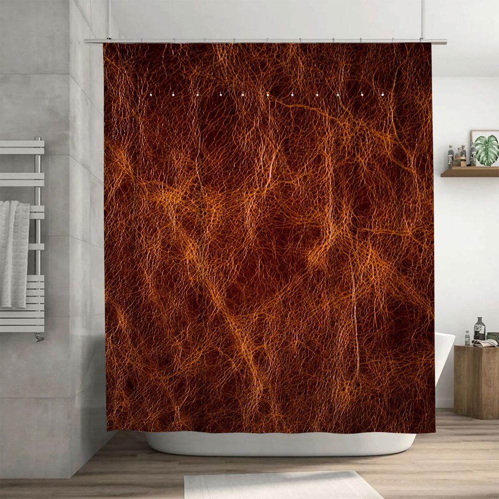 Luxuriöser Duschvorhang Wasserdicht Warmbraun Gewebtes Design für Moderne Badezimmerdekoration