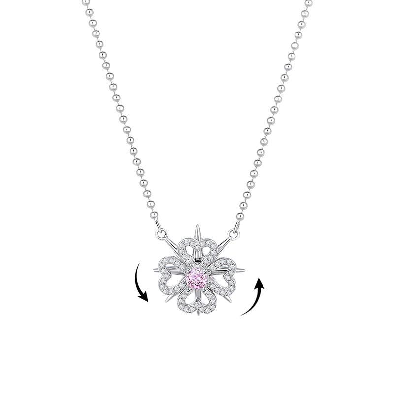 Full Diamond Heart Rotating Pendant: Women s Gold-Plated Eight-Pointed Star Luxury Necklace