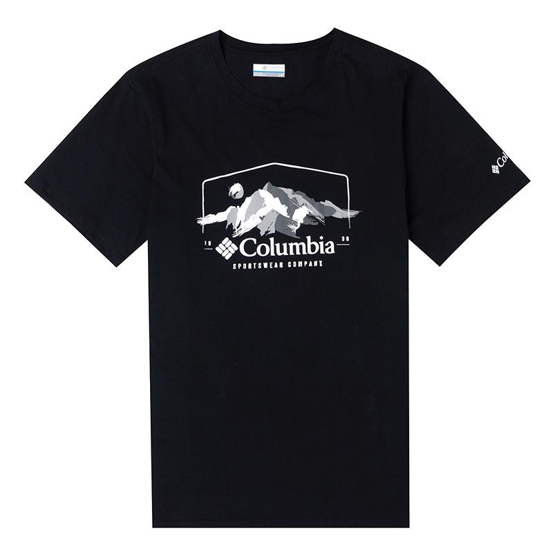 Columbia Logo Outdoor Running Fitness Training Crew Neck Short Sleeve T-Shirt Unisex Tops Black AE2959-021