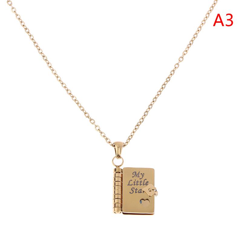 

Openable Book Necklace Titanium Steel With Pages Of Engraved Information Message Mini Book Pendant Necklace 2