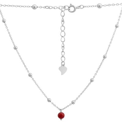 Silver Necklace with Coral, Product Weight 3.09 G (2147145)