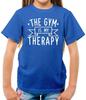 The Gym Is My Therapy Kids T-ShirtExercise Fitness Weights Lift Fun