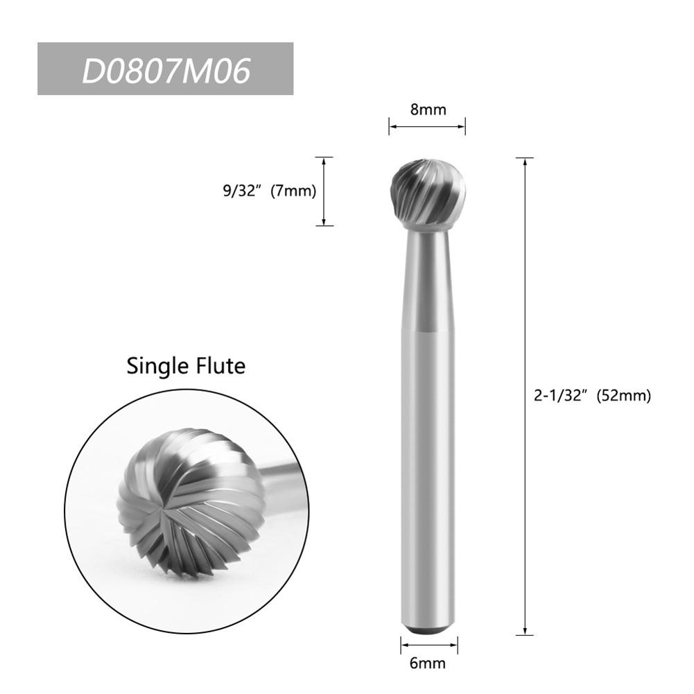 1pc Round Ball 6mm Shank Rotary Burr Milling Cutter For Woodworking Router Bit For Rotary Tool Shaping Carving Engraving