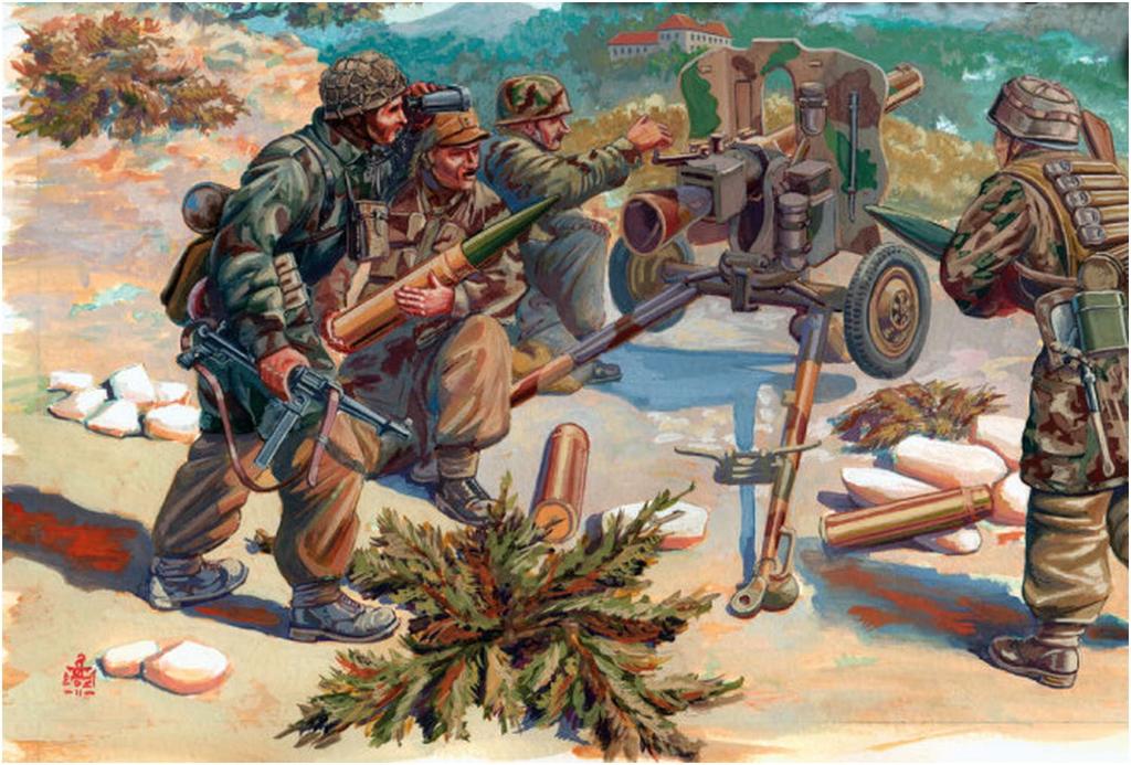 Mars Figures WWII Deutsche Armee LG42 Artillerietruppen Tropenausrüstung 5 Posen 10 Figuren 2 Geschütze Plastikmodell ORM32038 1/32 Fallschirmjäger