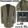 90s Vintage TRUSSARDI SPORT Wool Tailored Jacket 48 Men's L-XL Khaki Gold Buttons