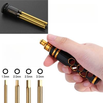 Conjunto de chaves de fenda sextavadas 4 em 1, 1,5 mm, 2,0 mm, 2,5 mm e 3,0 mm, ferramenta hexagonal para drone de corrida FPV, helicóptero, avião, carro, barco, peça RC