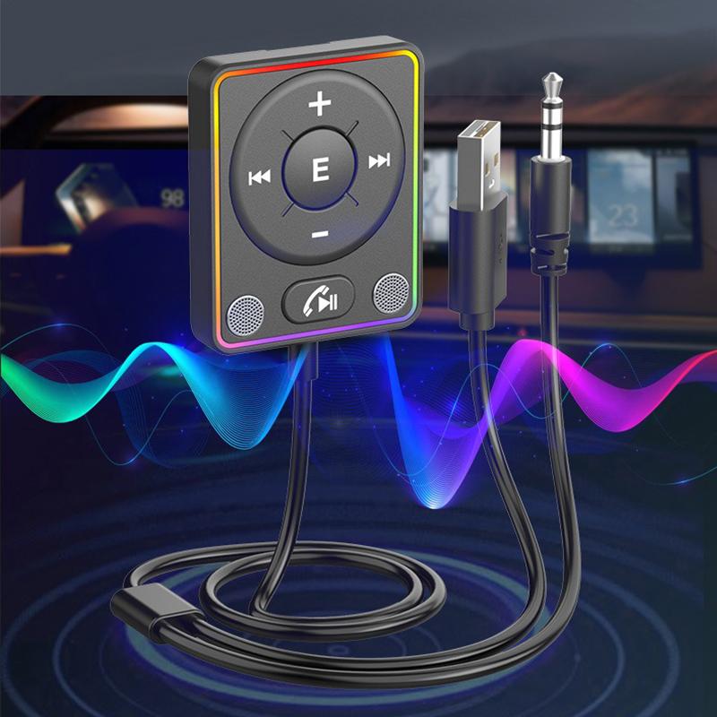 Bluetooth 5.4 Car Adapter With Dual Mics And Noise Cancellation, AUX Bluetooth Car Kit For Hands-Free Calls And Stereo Audio