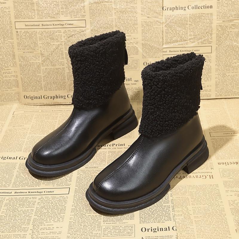 Low-heeled Shoes, Women's Shoes, New Fleece Versatile, Short and Slim Boots