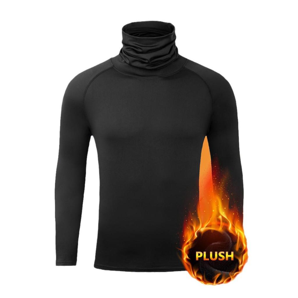 Herren Thermisches Fleece Laufshirt mit hohem Kragen