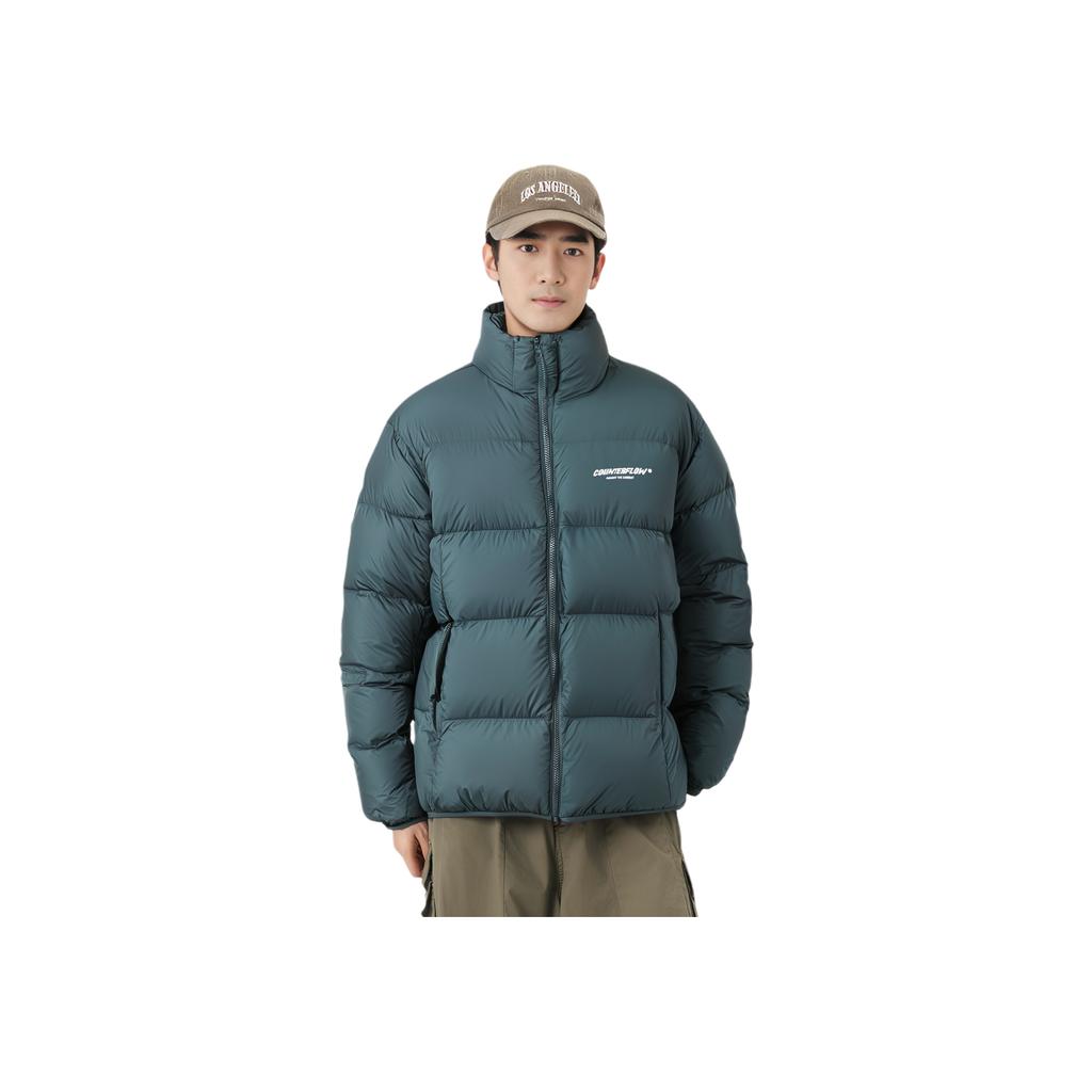 Giacca Piumino Corta Larga con Stampa Lettere e Collo Alto Serie CF Su Li Ning Capo Esterno Unisex Blu Oceano AYMT275-2