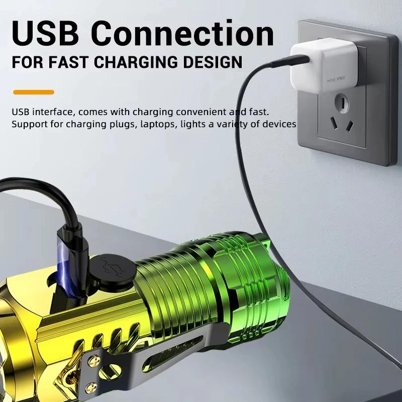 3LED Super Bright Flashlight Portable Mini Burst Flash Torch Rechargeable Outdoor Waterproof Emergency Spotlight with Pen Clip