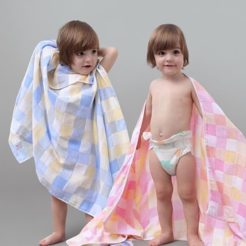 Large All-Cotton Double-Layer Gauze Bath Towel & Swaddling Blanket for Newborns - Absorbent & Breathable