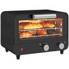 Small Toaster Oven, 12L Multifunction Mini Countertop Oven with Glass Door, Adjustable Temperature and Timer, Black